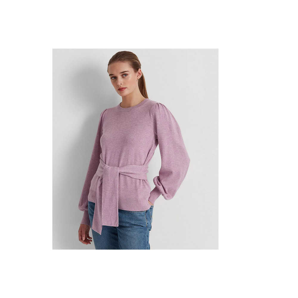Lauren Ralph Lauren Belted Cotton-Blend Sweater Scottish Primrose Size 1X 3269